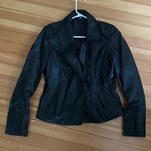 Vegan leather bomber jacket